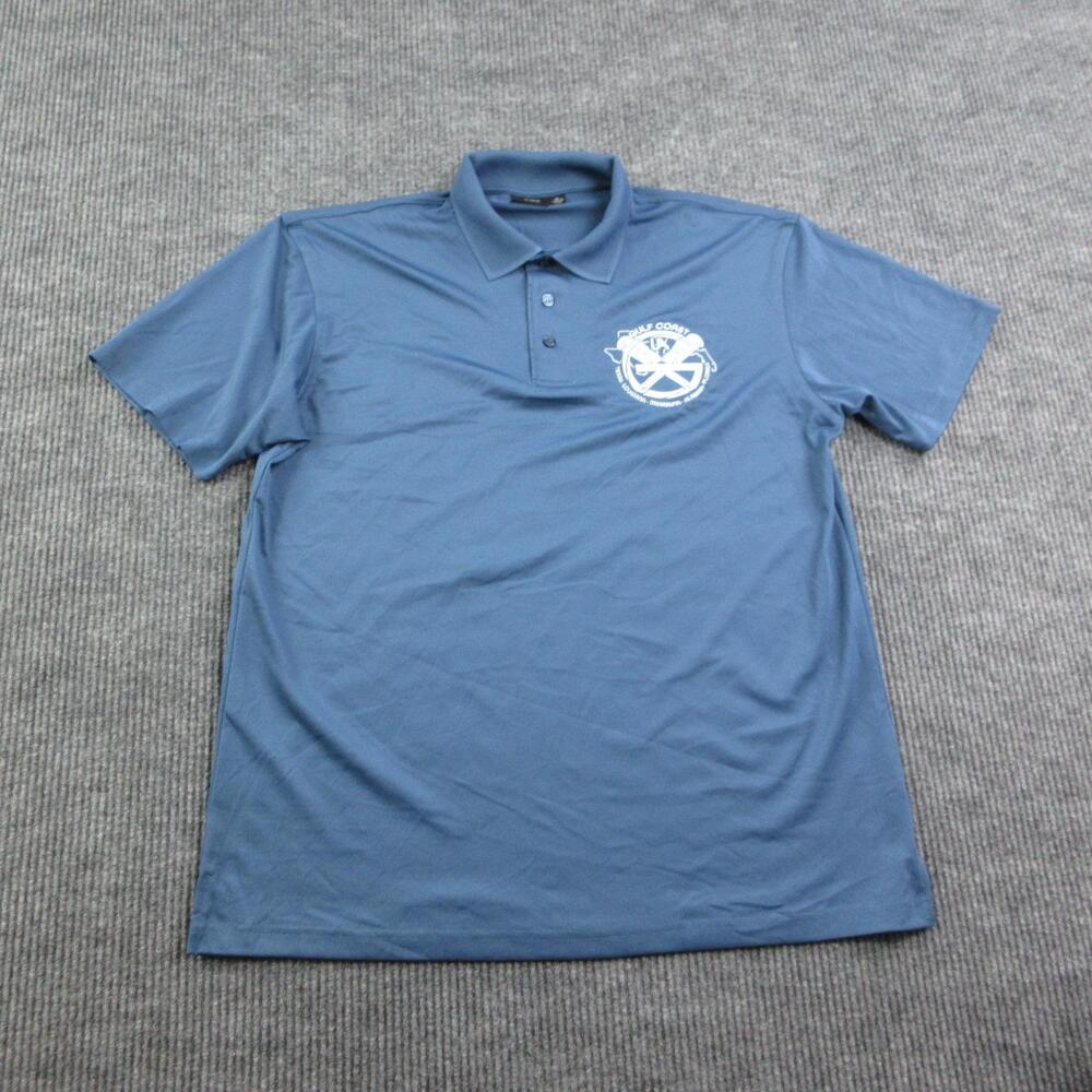 AKWA Polo Shirt Mens XL Blue Mesh Breathable Stretch Collared Embroidered